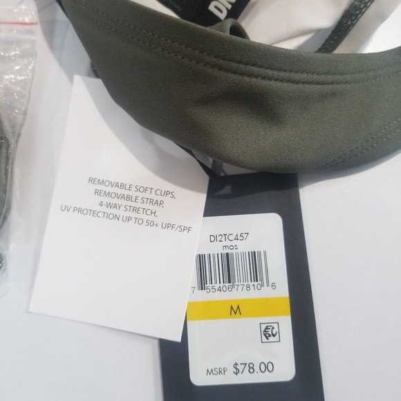 DKNY Colorblocked Bandeau Bikini Top  Moss Green Size Medium - Picture 9 of 10